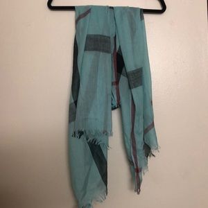 Light blue/teal large plaid scarf